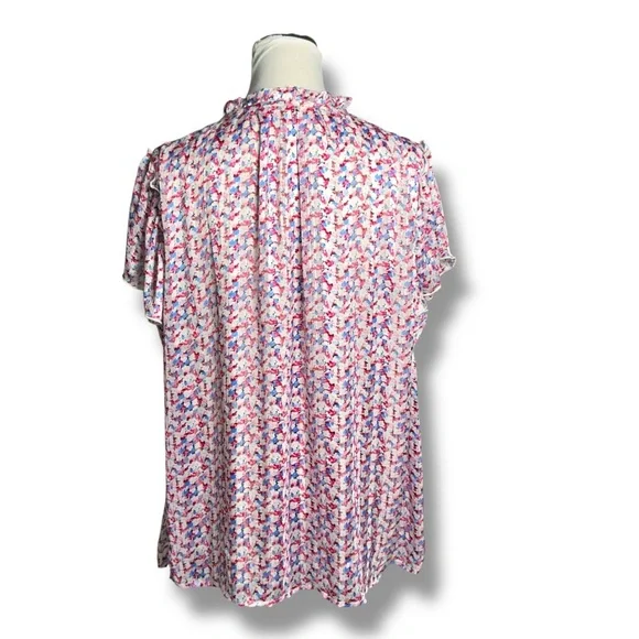 C by One Blouse Flutter Sleeve Summer Top Boho Semitransparent Lined Plus 2X - Picture 3 of 16